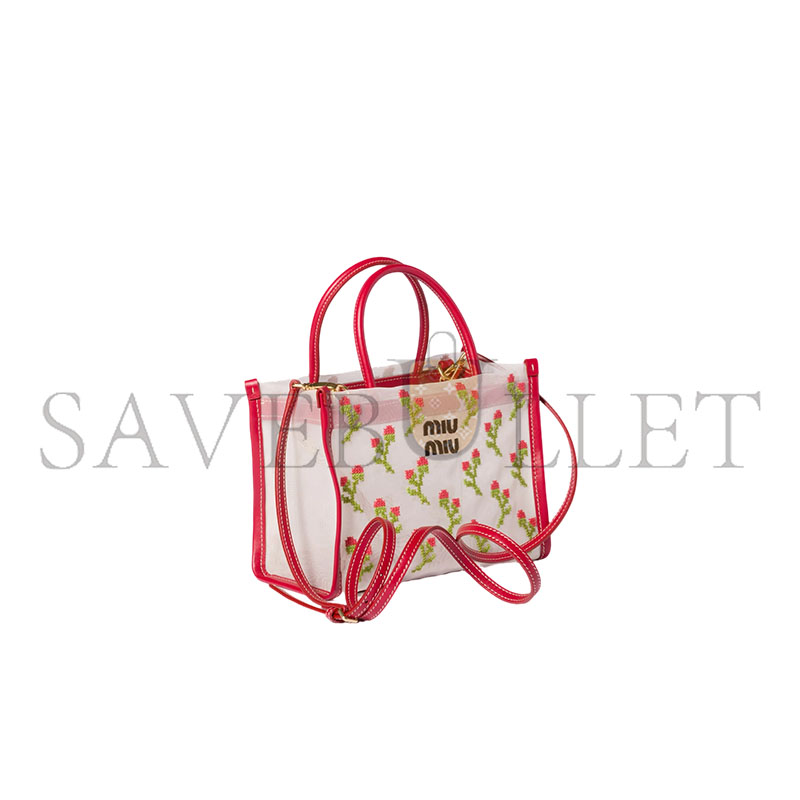 M1v M1v EMBROIDERED MESH TOP-HANDLE BAG 5BA310 (19.5*14*9cm)